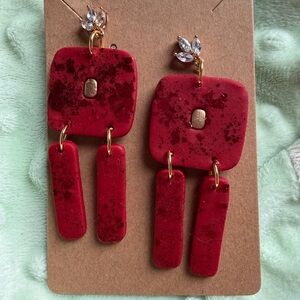 Red Handmade Polymer Clay Earrings